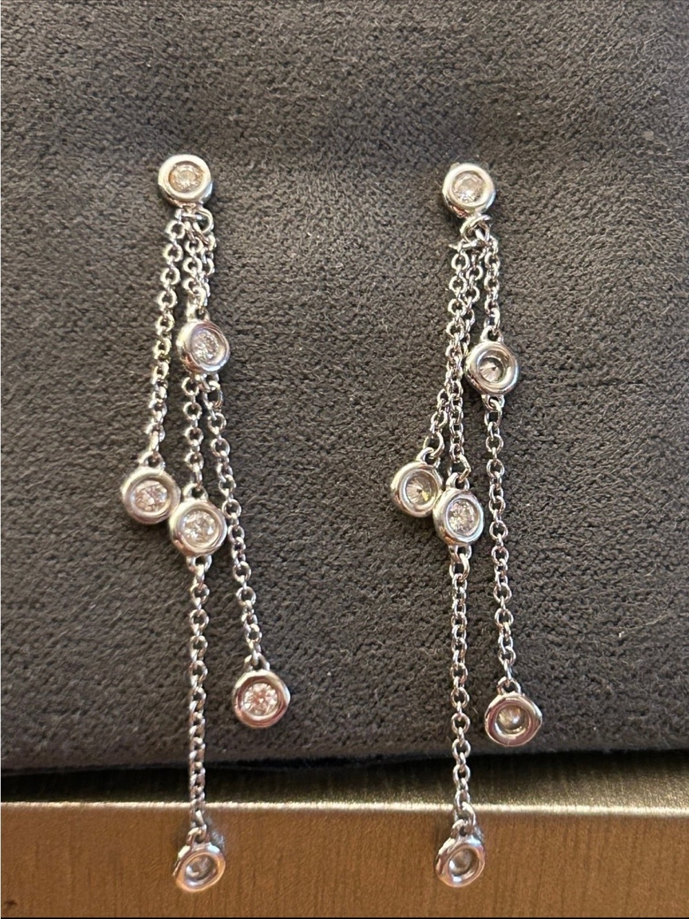 14k Diamond Station Dangle Earrings